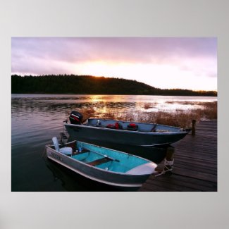 Boats by the Dock at Sundown print