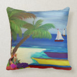 Boats docked at the beach pillows