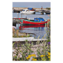 Boats docked in small harbor customized stationery