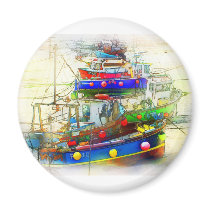 BOATS IN ST. IVES HARBOUR REFRIGERATOR MAGNET
