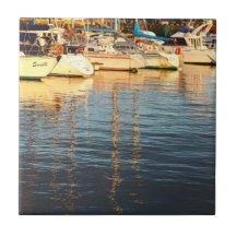 Boats in the marina ceramic tiles