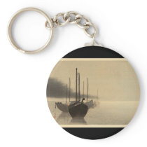 Boats in the Mist by Seitei Watanabe 1851- 1918 Key Chains