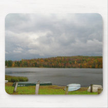 Boats/Lake Autumn Design Mousepad by pammys Boats/Lake Autumn Design Mousepad