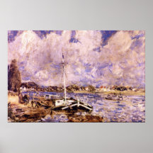 Boats on the Seine by Pierre Renoir Poster
