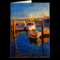Boats, Sunset, Morro Bay, California cards