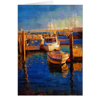 Boats, Sunset, Morro Bay, California Card by wdm_emm