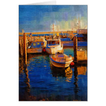 Boats, Sunset, Morro Bay, California cards