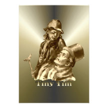 Bob Cratchit and Tiny Tim Christmas Carol Personalized Announcements