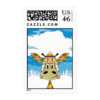 Bobble Hat Giraffe Stamp stamp