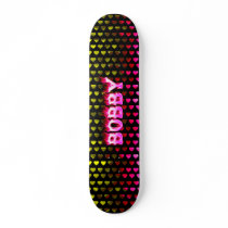 Bobby skateboard pink fire and flames design