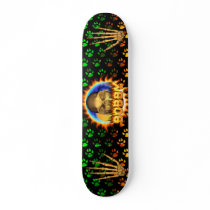 Bobby skull real fire and flames skateboard design