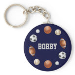 Bobby World of Sports Name Keychain - Navy Blue
