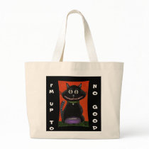 BOBO the BLACK CAT - I'm up to no good! tote bag by folkartblonde BOBO the BLACK CAT - I'm up to no good! tote bag