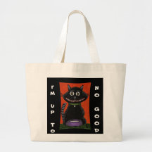 BOBO the BLACK CAT - I'm up to no good!  tote bag