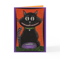 BOBO the BLACK CAT & SKULL COLLAR - Halloween card