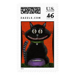 BOBO the BLACK CAT & SKULL COLLAR Halloween stamp