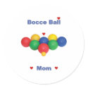 Bocce Ball Mom Heart Round Sticker