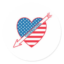 Bocce Ball Patriot Heart Round Sticker
