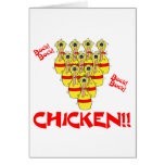 bock bock chicken funny scared bowling pins greeting card