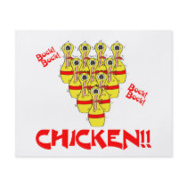 bock bock chicken funny scared bowling pins full color flyer