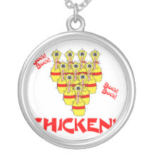 bock bock chicken funny scared bowling pins jewelry
