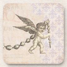 Boda o compromiso de la antigüedad del Cupid del v Posavasos De Bebidas