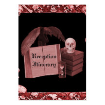 Boda romántico rojo de Spellbook del cráneo Tarjetas Personales