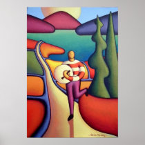Bodhran player in softscape. posters