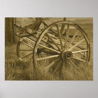 Bodie Wagon Wheel Sepia Poster 3 print