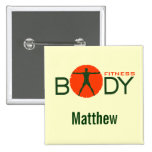 Body Fitness Personal Trainer Square Name Buttons buttons