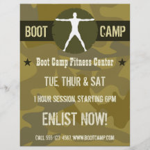 Body Madness Green Camo Boot Camp Fitness Flyers