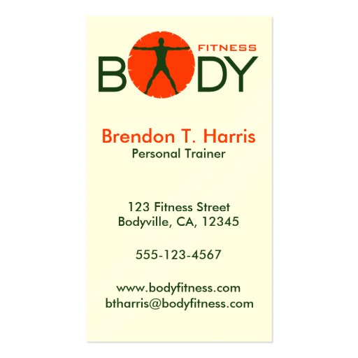 Body Madness Personal Trainer Business Cards (front side)