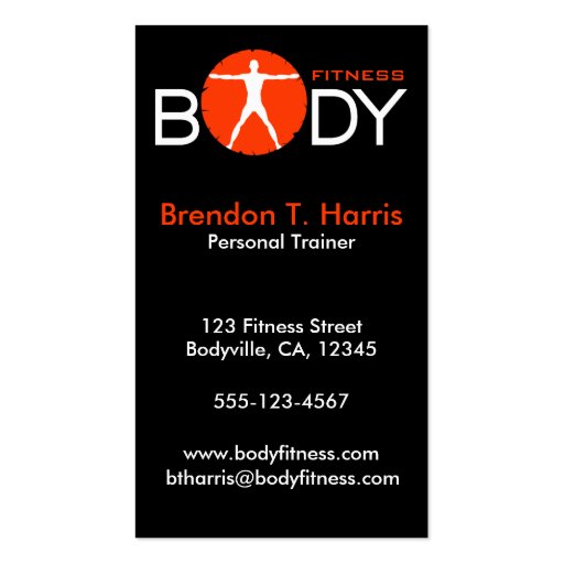 Body Madness Personal Trainer Business Cards (front side)