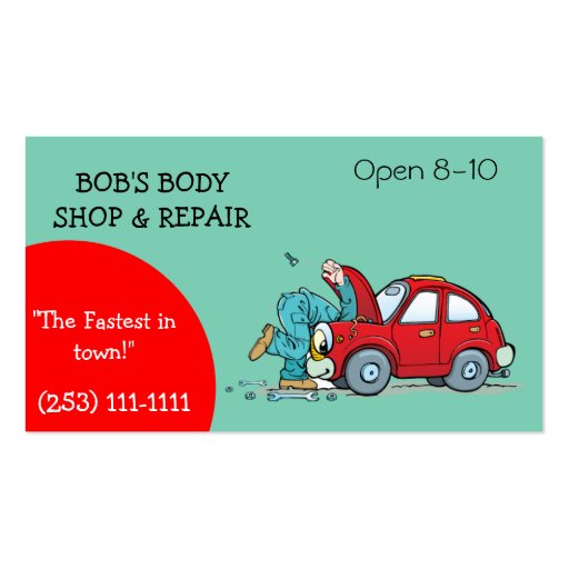 Body Shop and repair business card Zazzle
