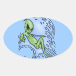Body Surfing Alien Oval Stickers