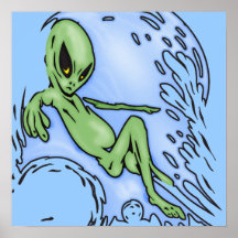 Body Surfing Alien Print
