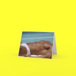 Bodybuilder At Pool Notecard