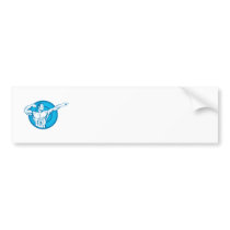 Bodybuilder Flexing Muscles Pointing Side Retro Bumper Stickers