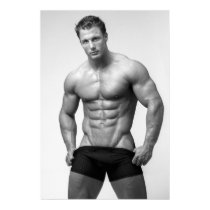 Bodybuilder Showing Abs Poster posters