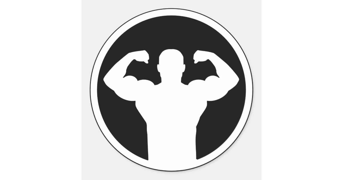 SEARCH AND BUY THIS PRODUCT Bodybuilding logo classic round sticker | Zazzle