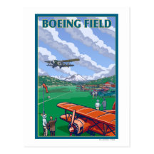 Boeing Field Vintage Travel Poster Post Cards