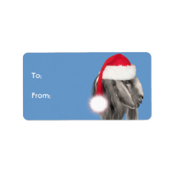 Boer Buck Goat Santa Goat Christmas Gift Tag Custom Address Label