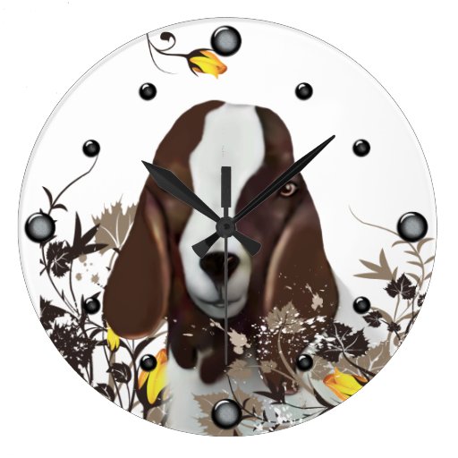 Boer Goat Painting Floral  Wall Clock