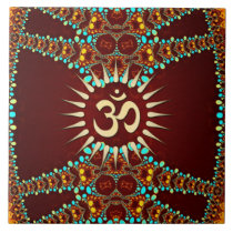 Bohemain Jewel Om Symbol  Ceramic Tile tiles