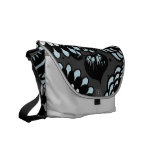 Bohemian Hand-drawn Sky Blue & Charcoal Flowers messenger bags