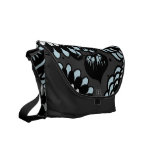 Bohemian Hand-drawn Sky Blue & Charcoal Flowers messenger bags