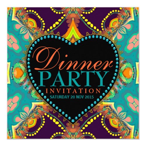 Bohemian Hippie Batik Dinner Party Invitations
