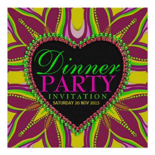 Bohemian Hippy Girls Night Dinner Party Invitation (front side)