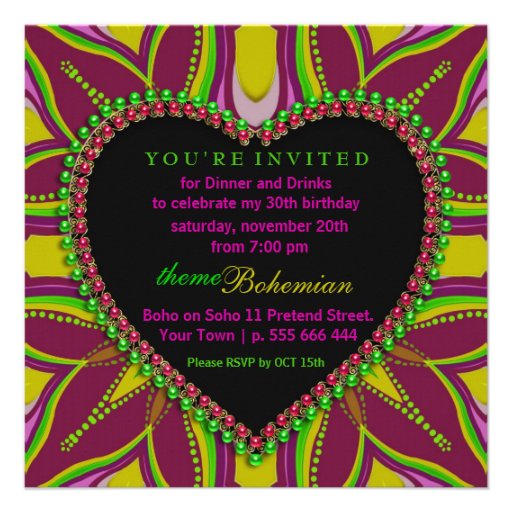 Bohemian Hippy Girls Night Dinner Party Invitation
