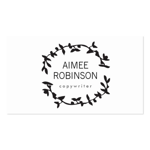 BOHEMIAN LEAF WREATH LOGO in BLACK & WHITE Business Cards (front side)